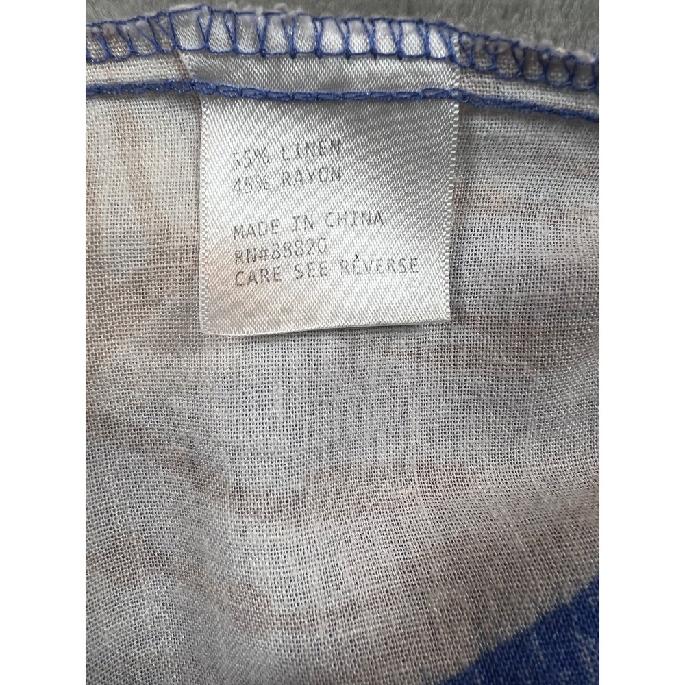 Rachel Zoe Pants Women's XS Wide Leg Linen Blend Crop Blue White Floral Pull On - Picture 4 of 11